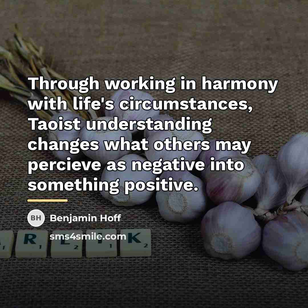 “Through working in harmony with life's circumstances, Taoist understanding changes…” quote by Benjamin Hoff