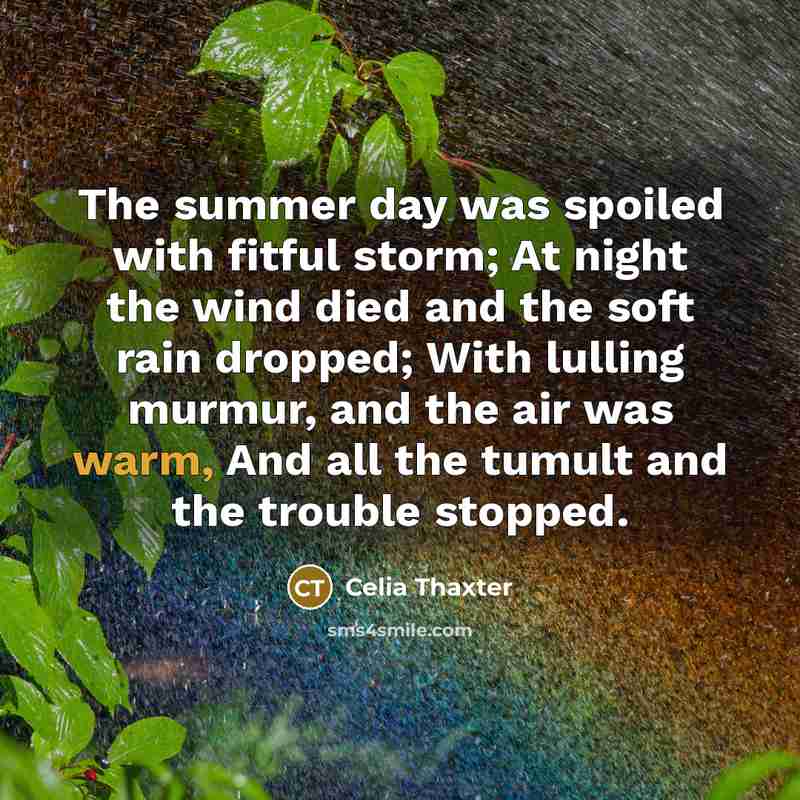 “The summer day was spoiled with fitful storm; At night…” quote by Celia Thaxter