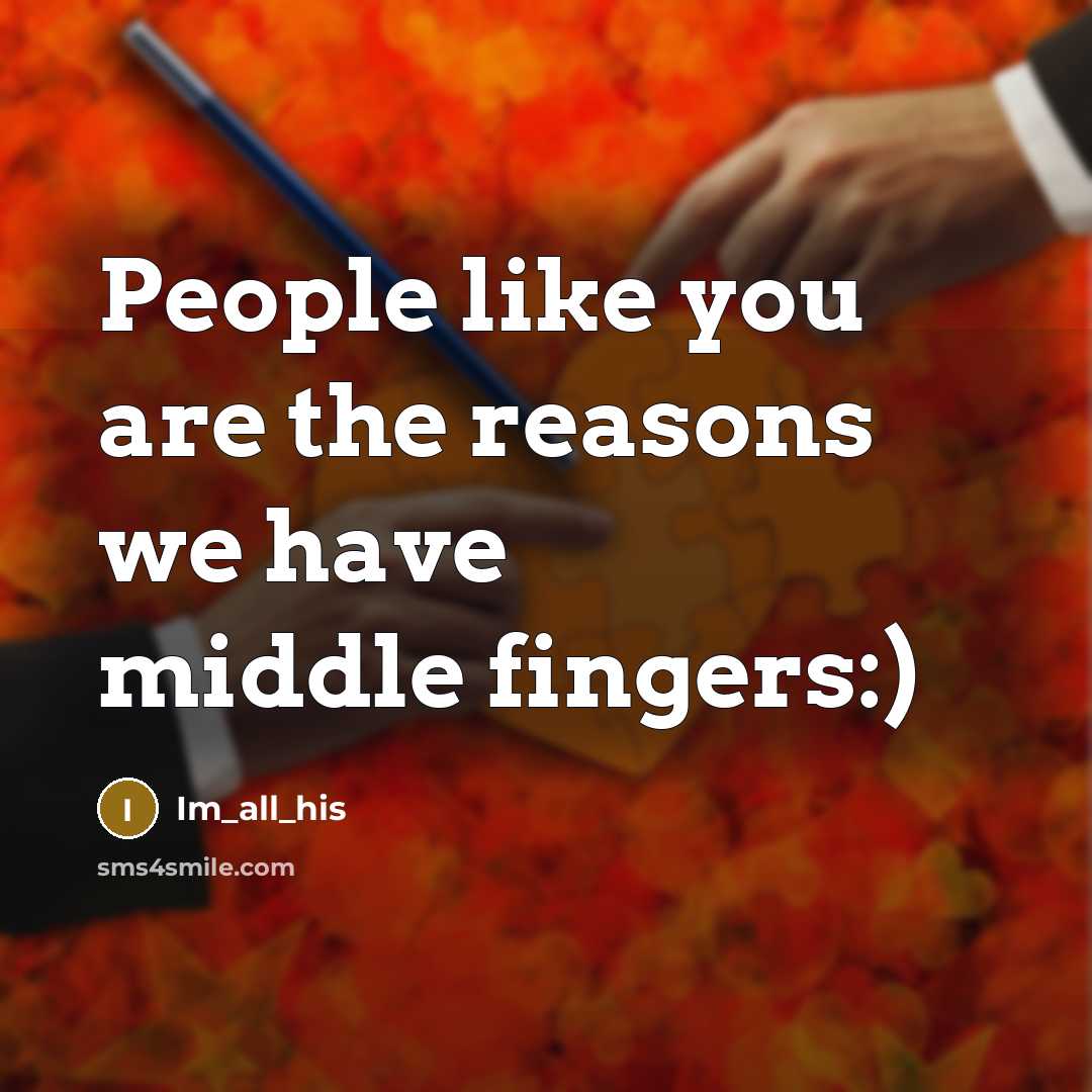 “People like you are the reasons we have middle fingers:)” quote by Im_all_his