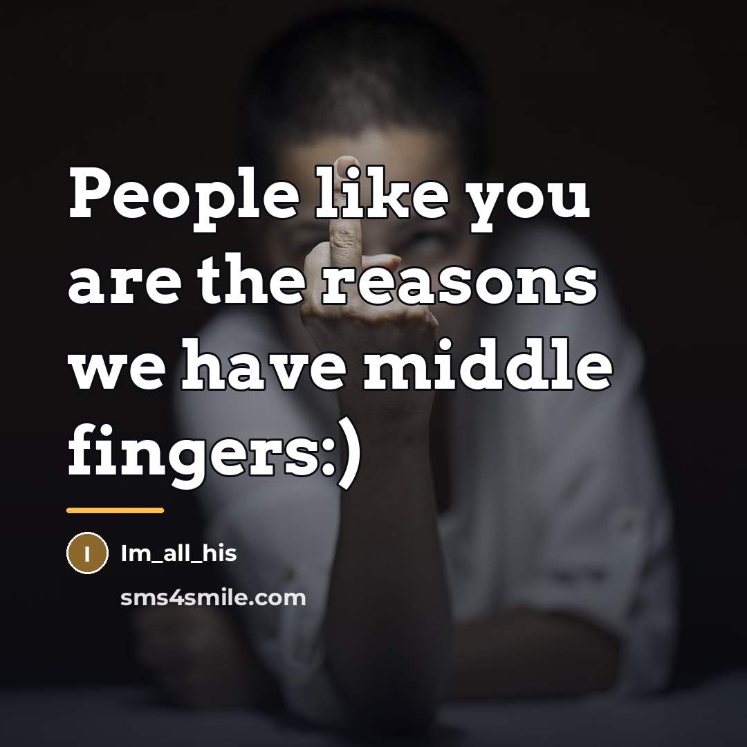 “People like you are the reasons we have middle fingers:)…” quote by Im_all_his
