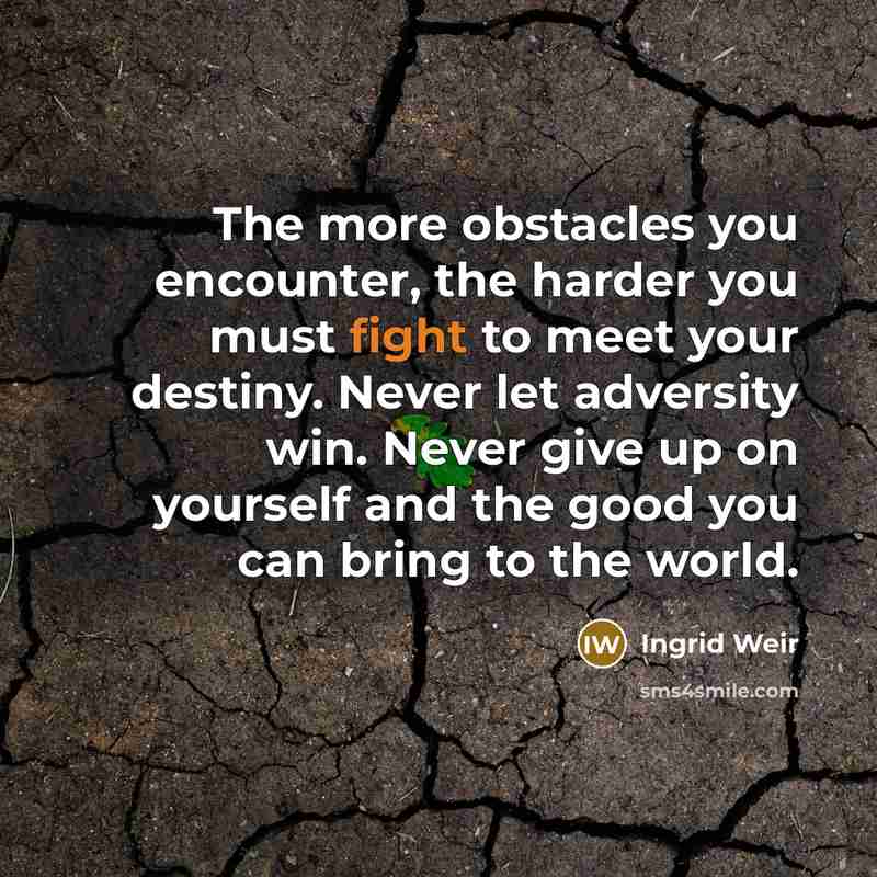 “The more obstacles you encounter, the harder you must fight…” quote by Ingrid Weir