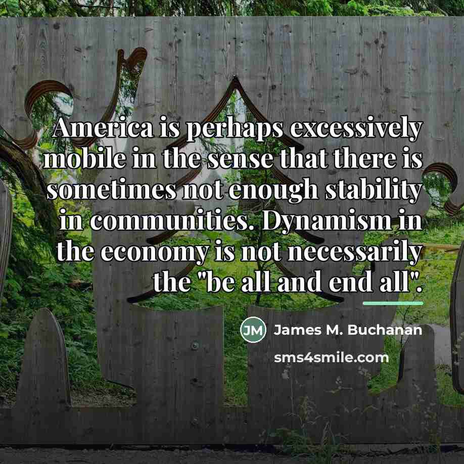 “America is perhaps excessively mobile in the sense that there…” quote by James M. Buchanan