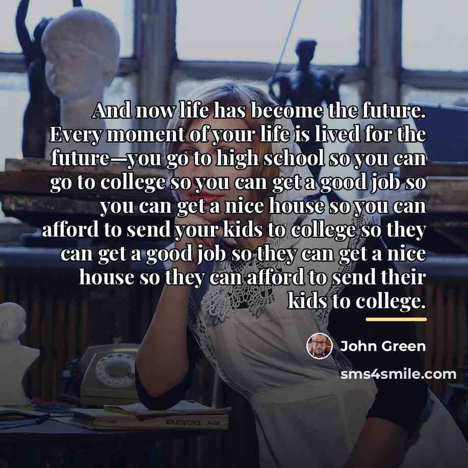 “And now life has become the future. Every moment of…” quote by John Green