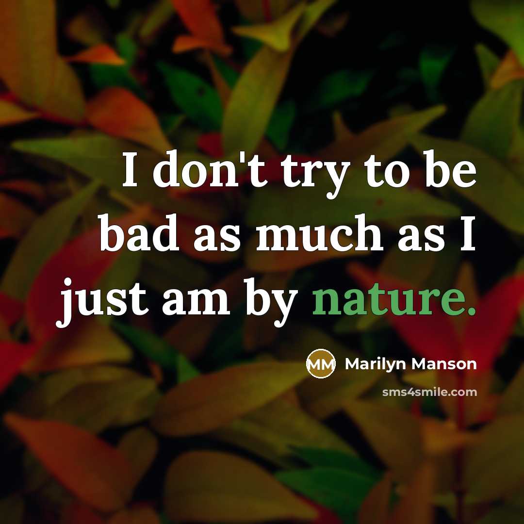 “I don't try to be bad as much as I just am by nature.” quote by Marilyn Manson
