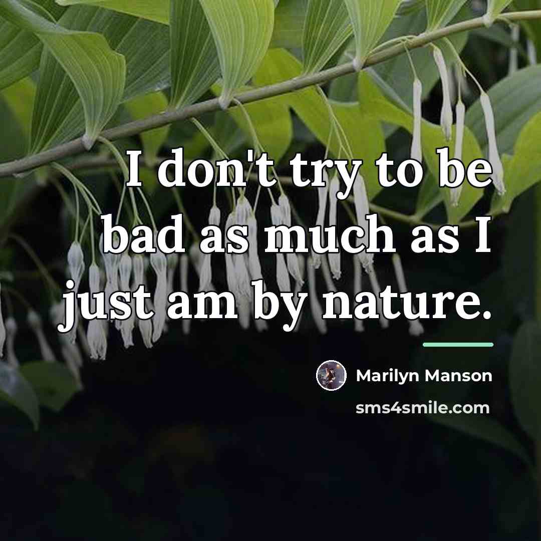 “I don't try to be bad as much as I…” quote by Marilyn Manson