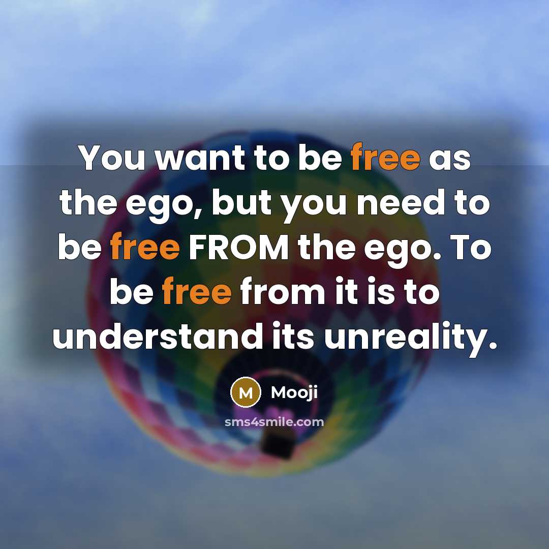 “You want to be free as the ego, but you…” quote by Mooji