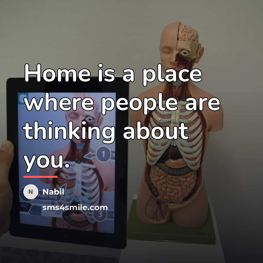 “Home is a place where people are thinking about you.…” quote by Nabil