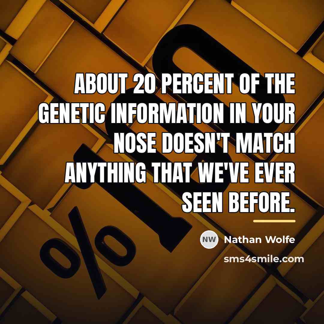 “About 20 percent of the genetic information in your nose…” quote by Nathan Wolfe