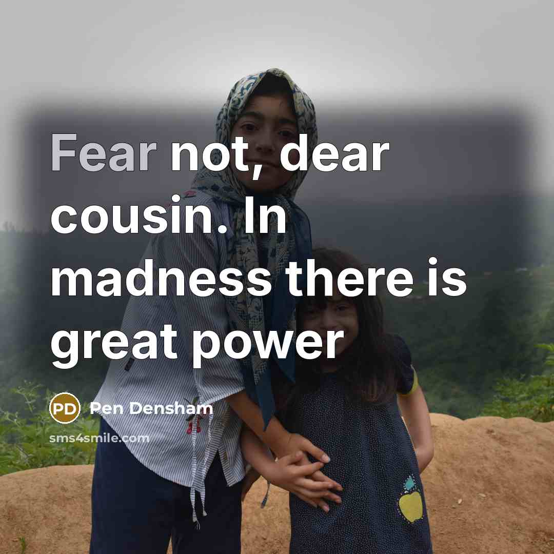 “Fear not, dear cousin. In madness there is great power…” quote by Pen Densham