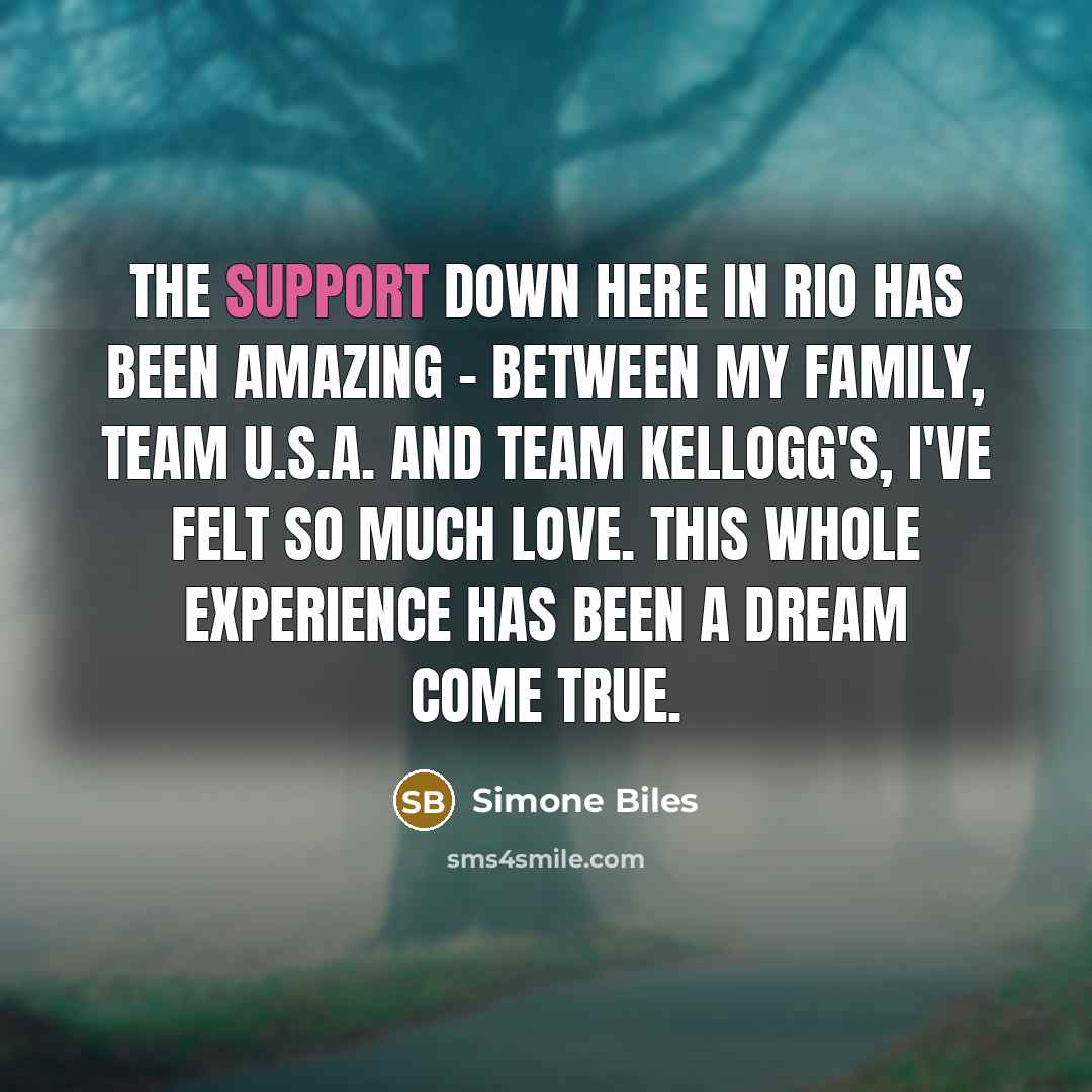 “The support down here in Rio has been amazing -…” quote by Simone Biles