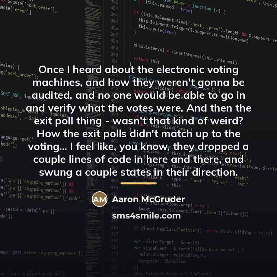 “Once I heard about the electronic voting machines, and how…” quote by Aaron McGruder