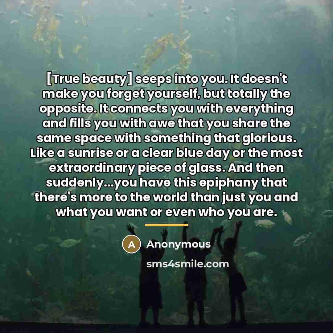 “[True beauty] seeps into you. It doesn't make you forget…” quote by Anonymous