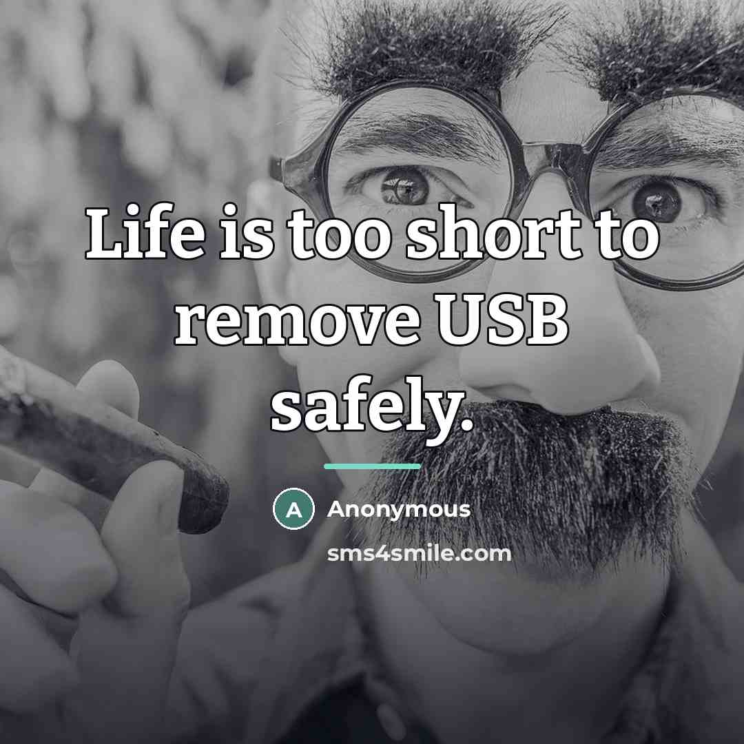 “Life is too short to remove USB safely.…” quote by Anonymous