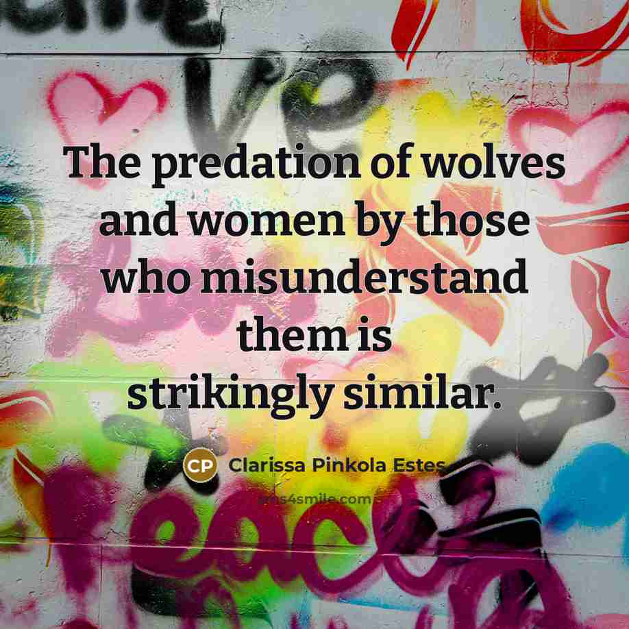 “The predation of wolves and women by those who misunderstand…” quote by Clarissa Pinkola Estes