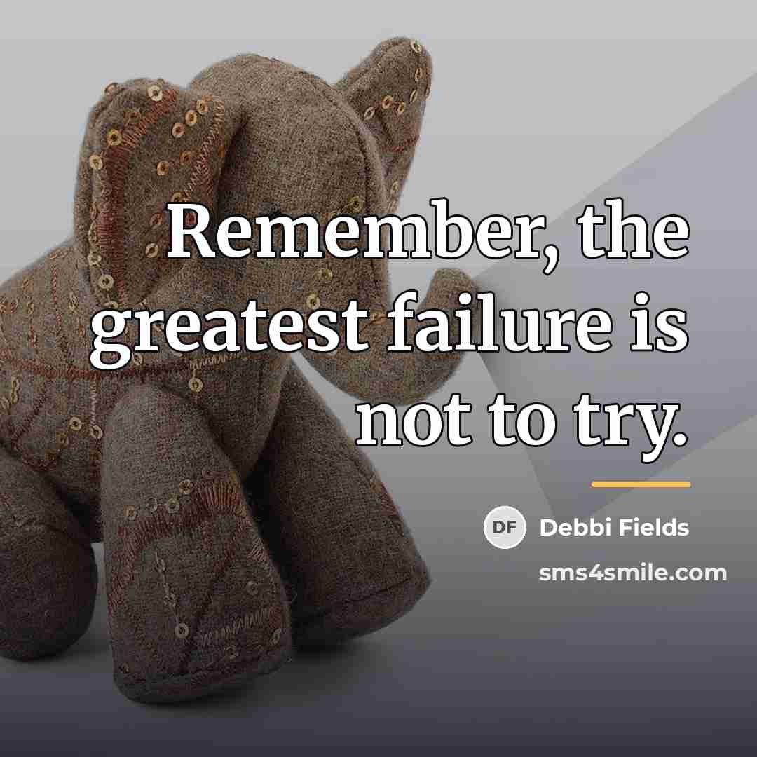 “Remember, the greatest failure is not to try.…” quote by Debbi Fields