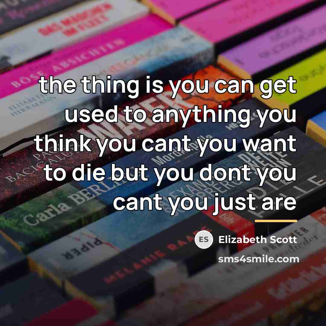 “the thing is you can get used to anything you…” quote by Elizabeth Scott