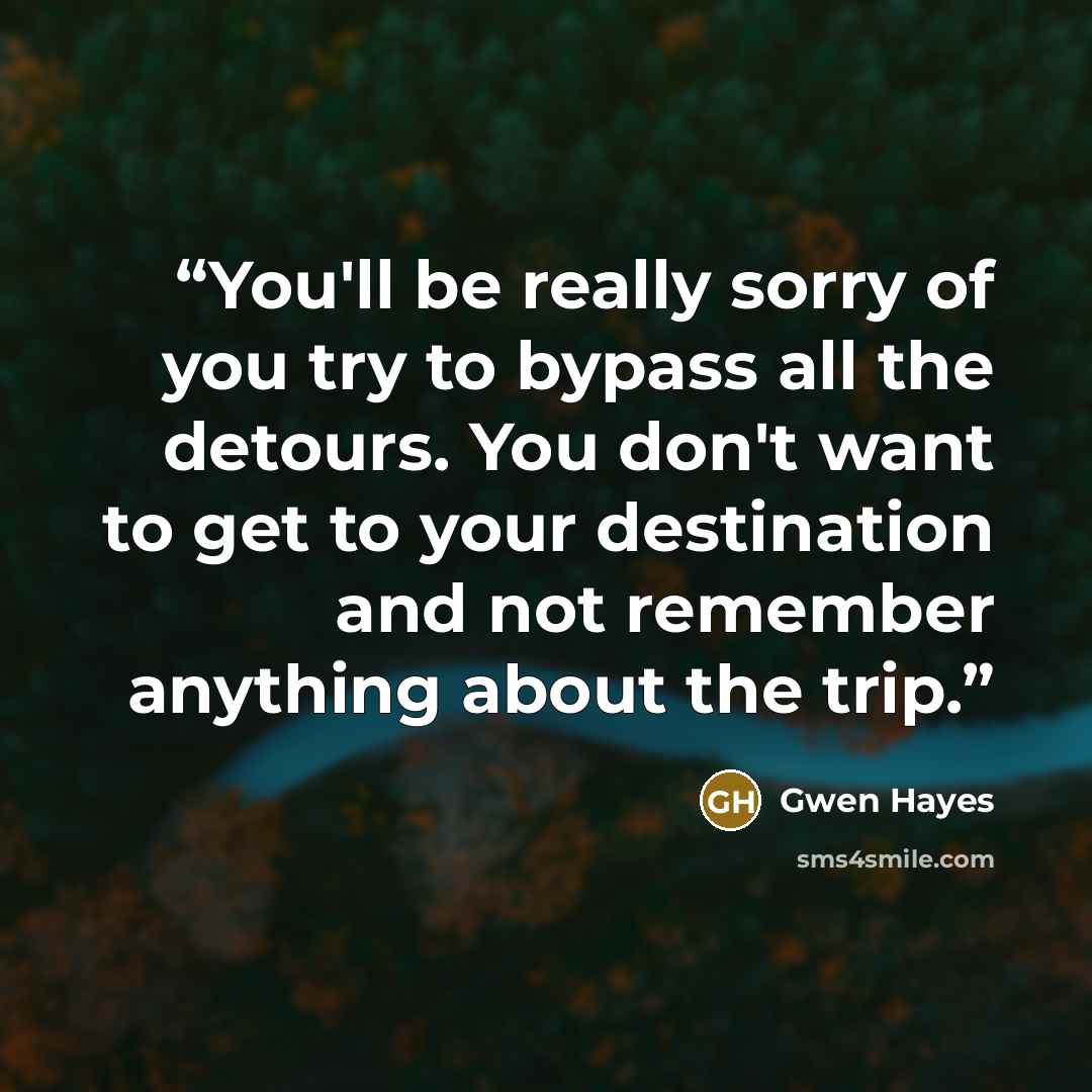 “You'll be really sorry of you try to bypass all the detours. You don't want to get to your destination and not remember anything about the trip.” quote by Gwen Hayes