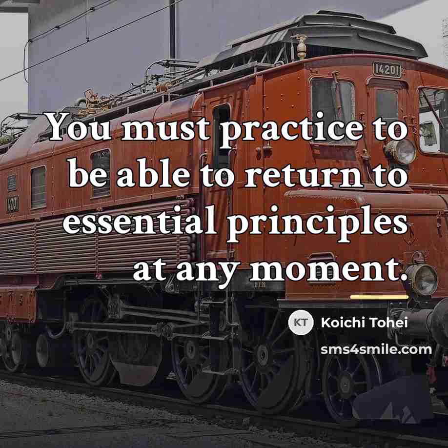 “You must practice to be able to return to essential…” quote by Koichi Tohei