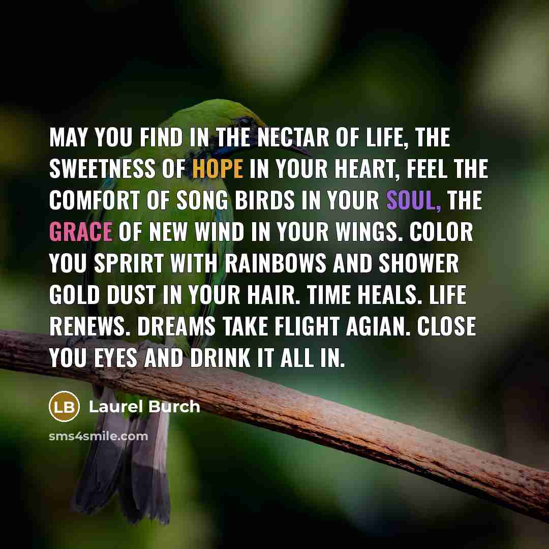 “May you find in the nectar of life, the sweetness…” quote by Laurel Burch
