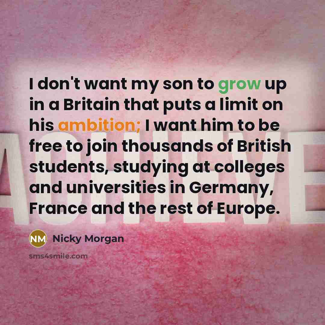 “I don't want my son to grow up in a…” quote by Nicky Morgan