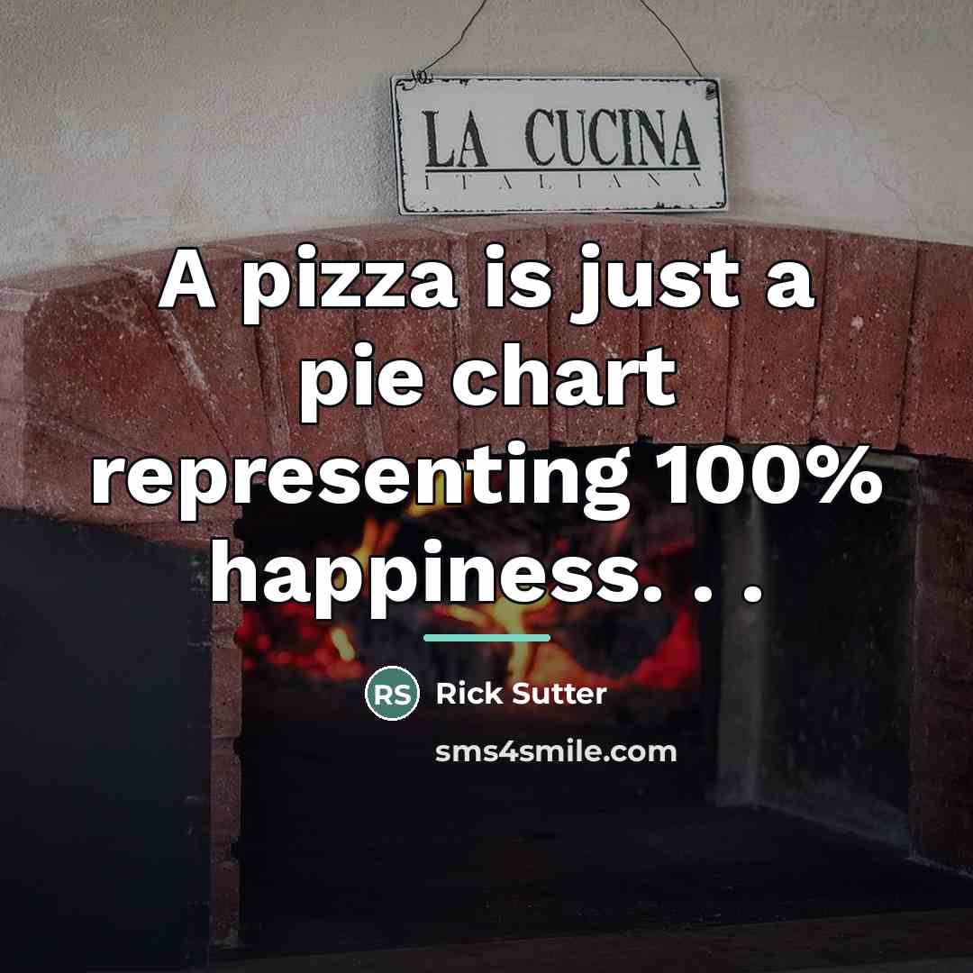 “A pizza is just a pie chart representing 100% happiness.…” quote by Rick Sutter