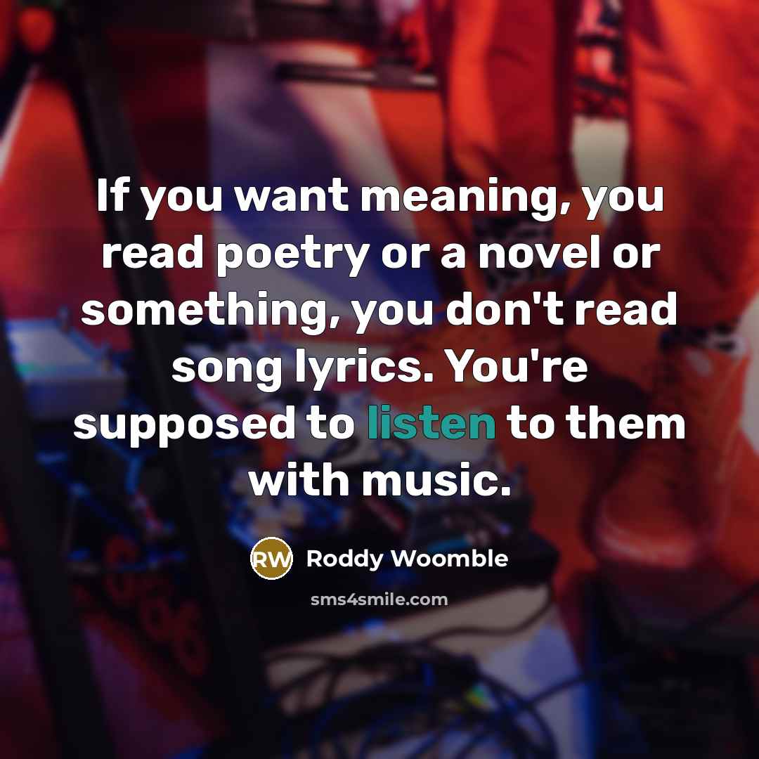 “If you want meaning, you read poetry or a novel…” quote by Roddy Woomble