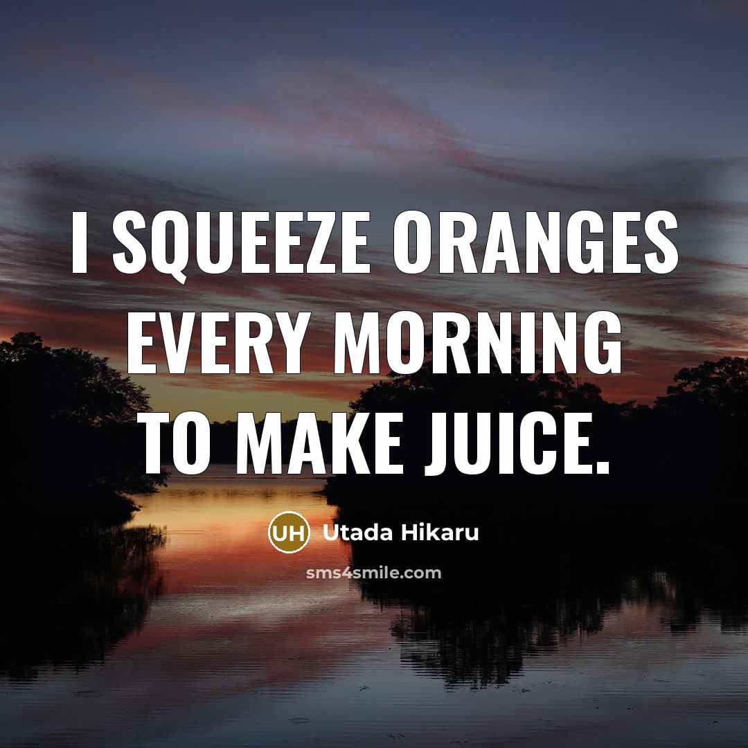 “I squeeze oranges every morning to make juice.…” quote by Utada Hikaru
