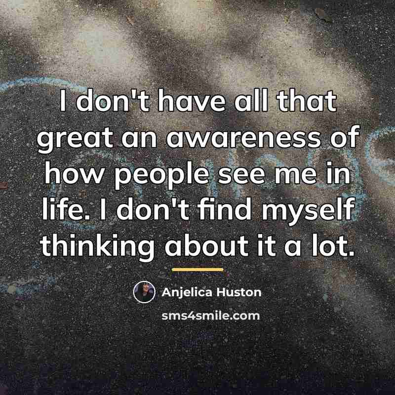 “I don't have all that great an awareness of how…” quote by Anjelica Huston