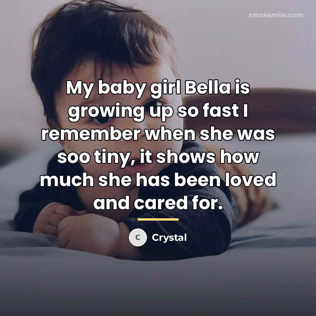 “My baby girl Bella is growing up so fast I…” quote by Crystal