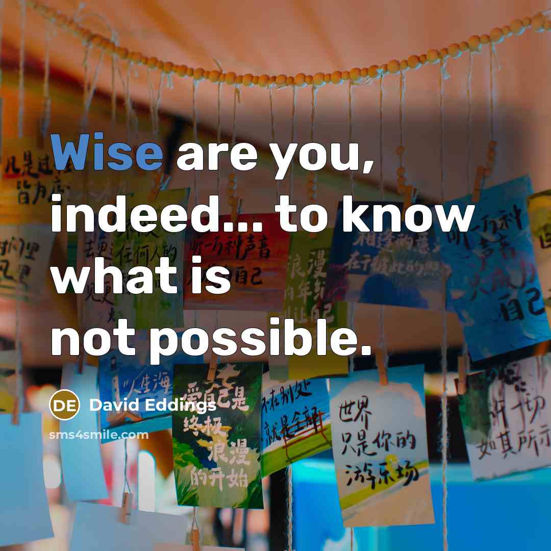 “Wise are you, indeed... to know what is not possible.” quote by David Eddings