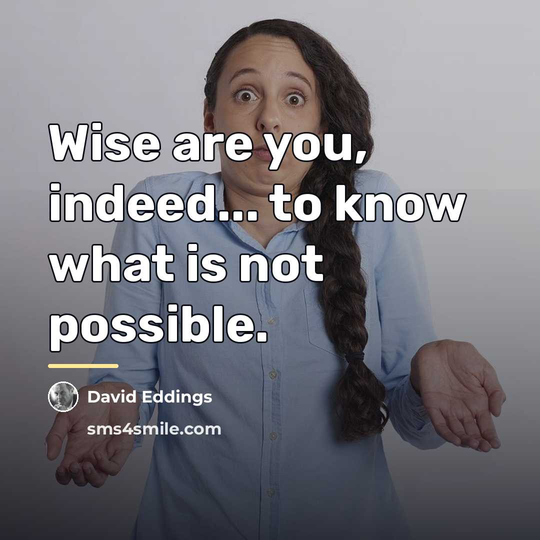 “Wise are you, indeed... to know what is not possible.…” quote by David Eddings