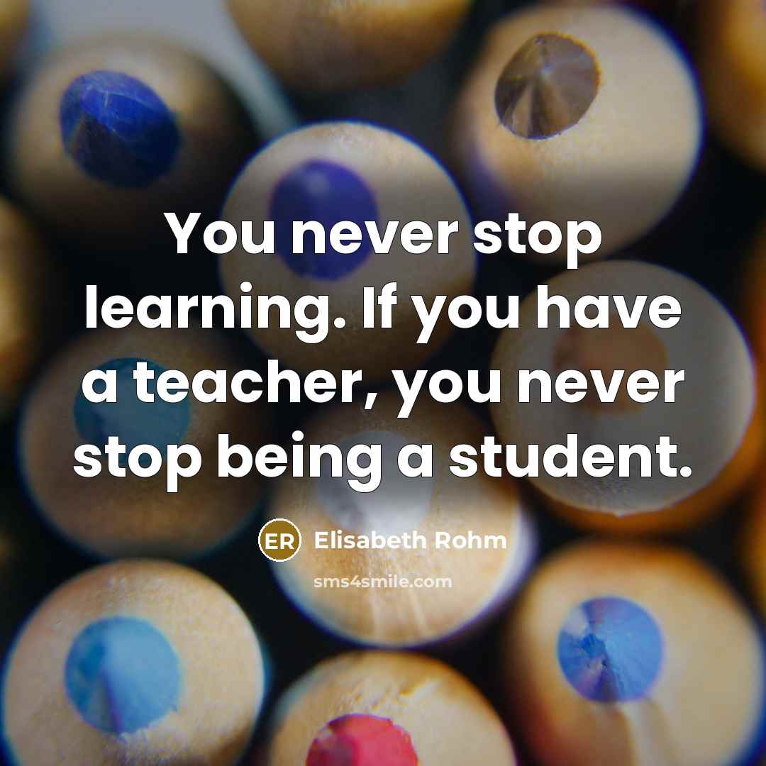 “You never stop learning. If you have a teacher, you…” quote by Elisabeth Rohm