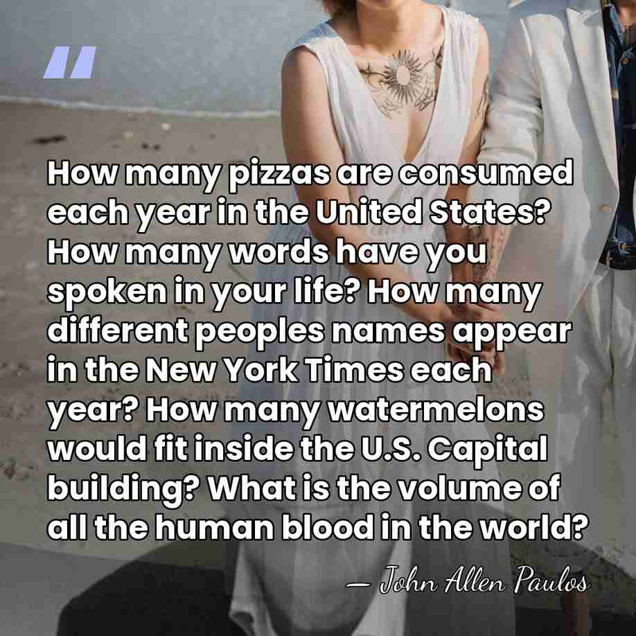 How many pizzas are consumed each year in the United States? How&hellip; - John Allen Paulos