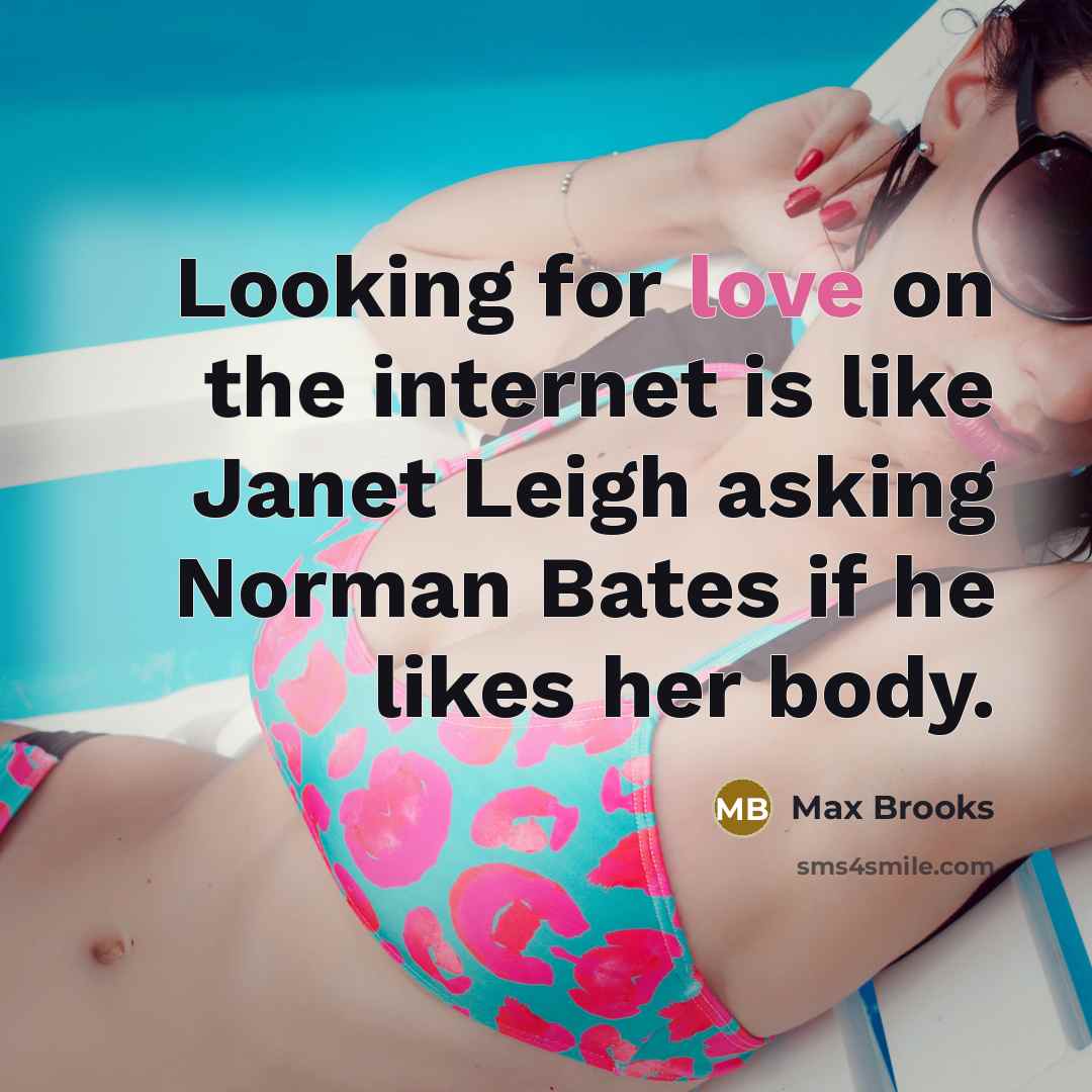 “Looking for love on the internet is like Janet Leigh…” quote by Max Brooks