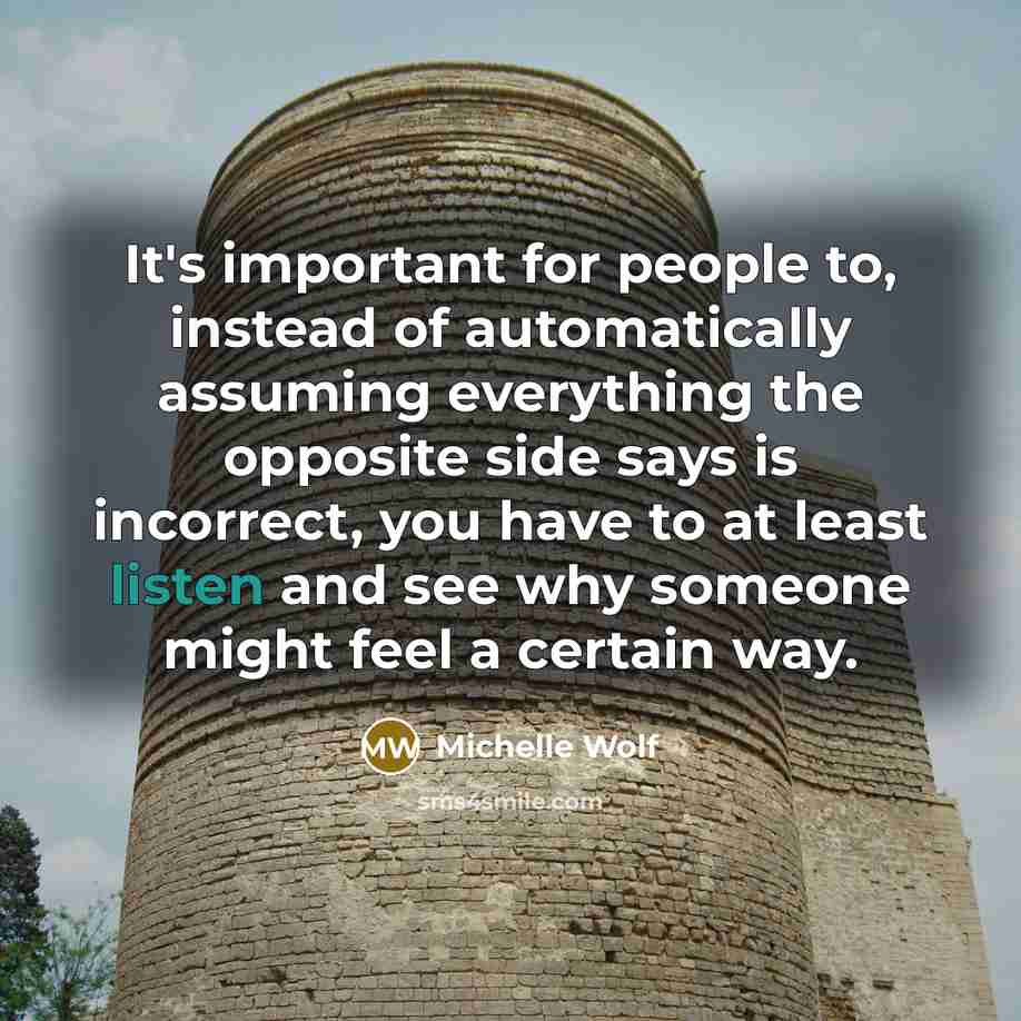 “It's important for people to, instead of automatically assuming everything…” quote by Michelle Wolf