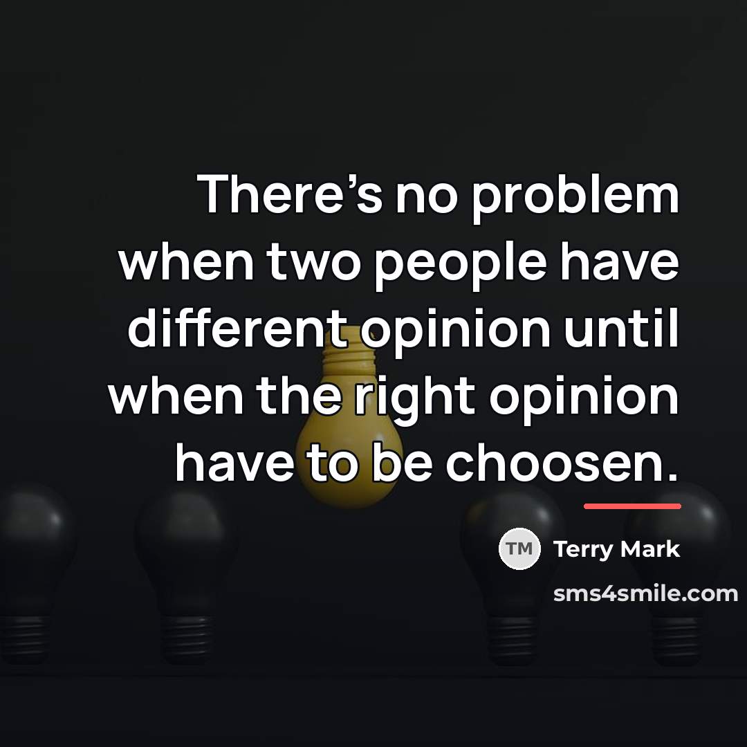 “There's no problem when two people have different opinion until…” quote by Terry Mark