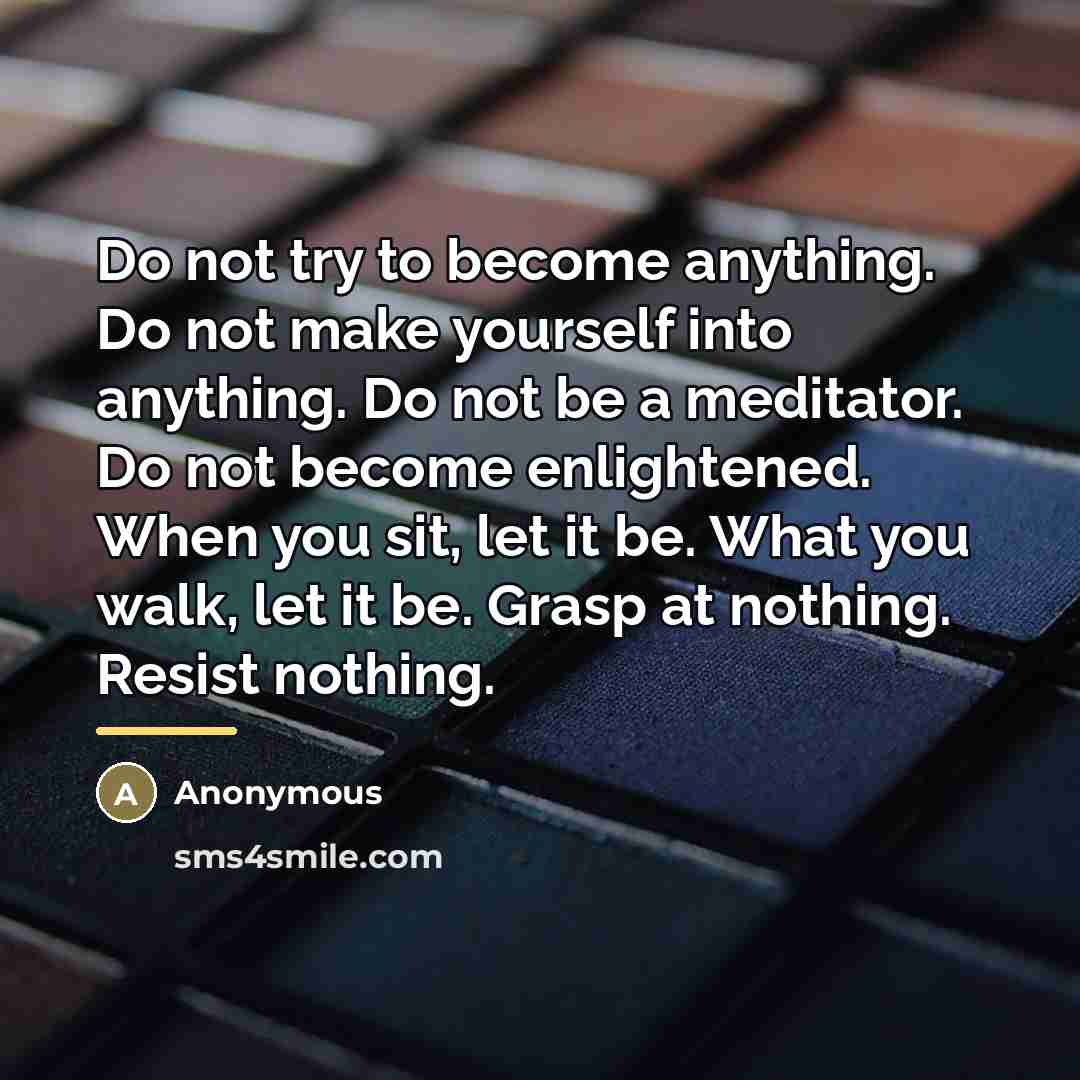 “Do not try to become anything. Do not make yourself…” quote by Anonymous