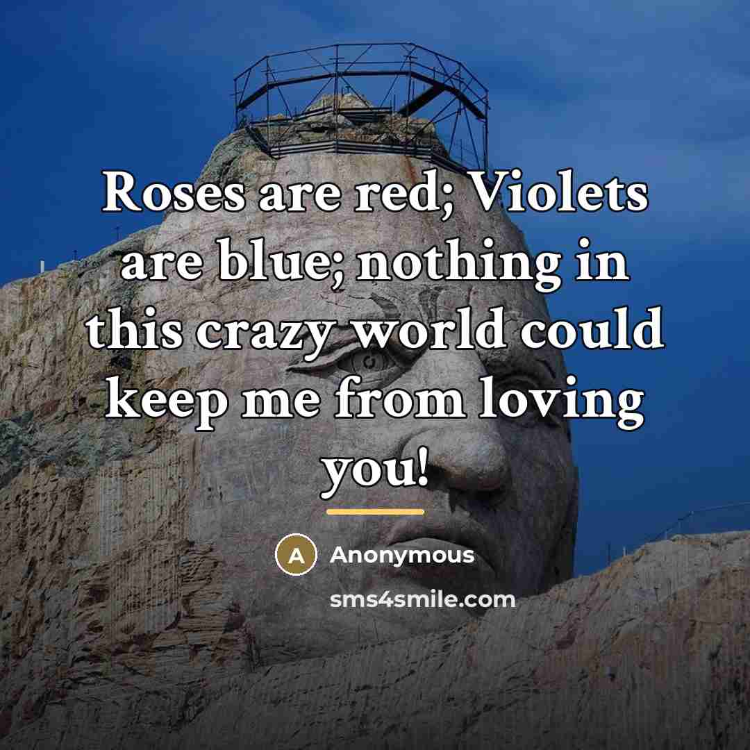 “Roses are red; Violets are blue; nothing in this crazy…” quote by Anonymous