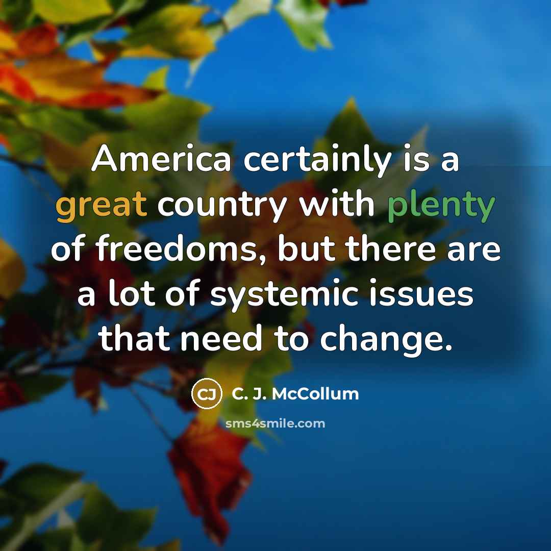 “America certainly is a great country with plenty of freedoms,…” quote by C. J. McCollum