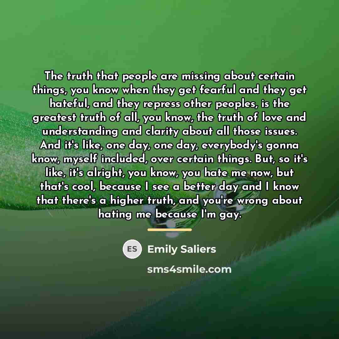 “The truth that people are missing about certain things, you…” quote by Emily Saliers
