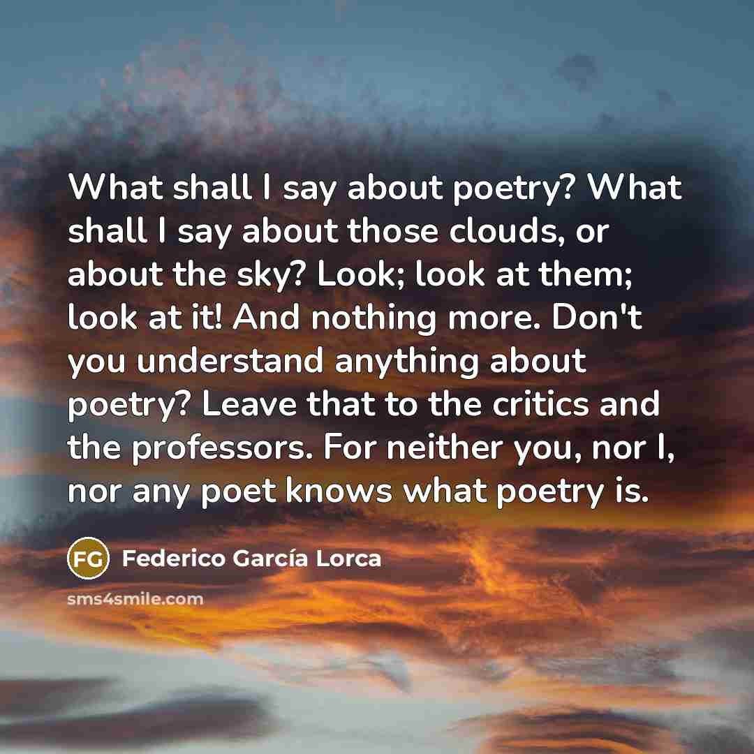 “What shall I say about poetry? What shall I say…” quote by Federico Garcia Lorca