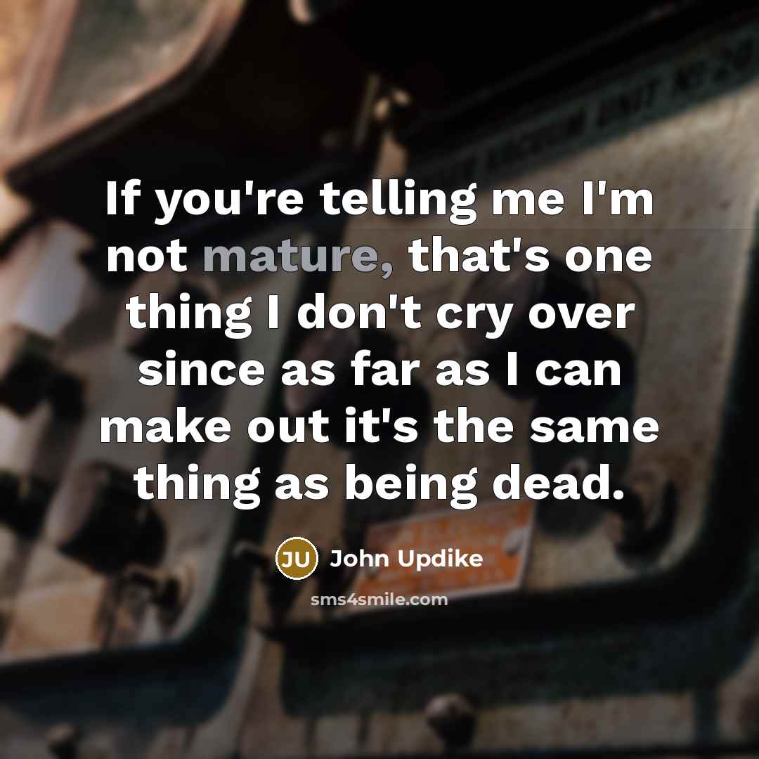 “If you're telling me I'm not mature, that's one thing…” quote by John Updike