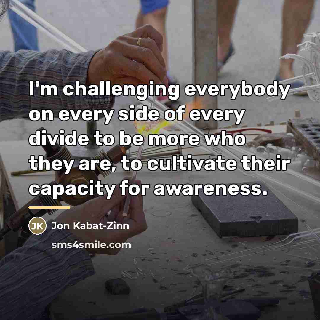 “I'm challenging everybody on every side of every divide to…” quote by Jon Kabat-Zinn