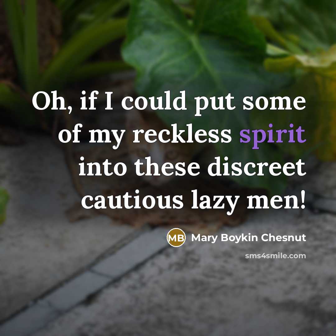 “Oh, if I could put some of my reckless spirit…” quote by Mary Boykin Chesnut