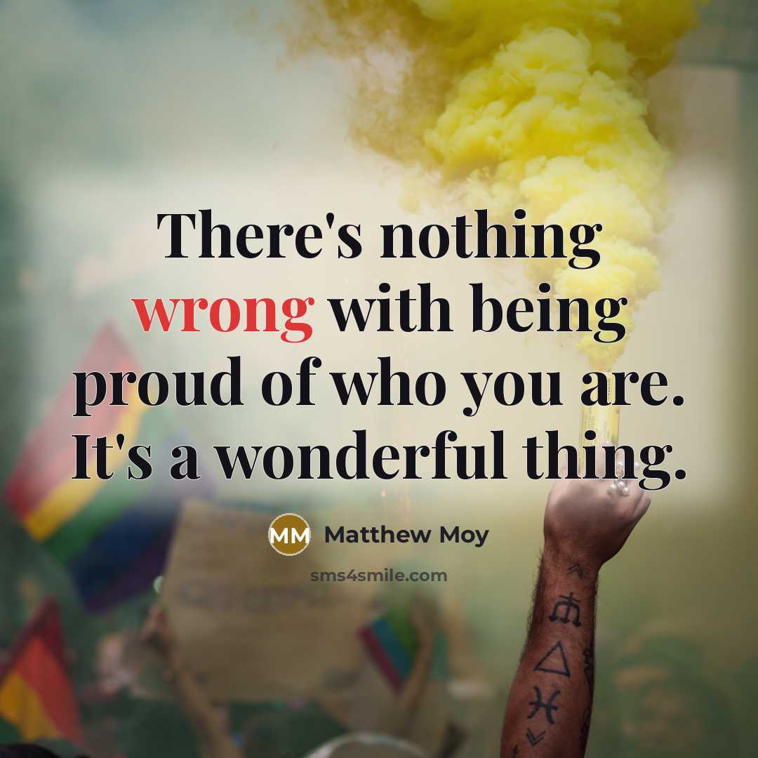 “There's nothing wrong with being proud of who you are.…” quote by Matthew Moy