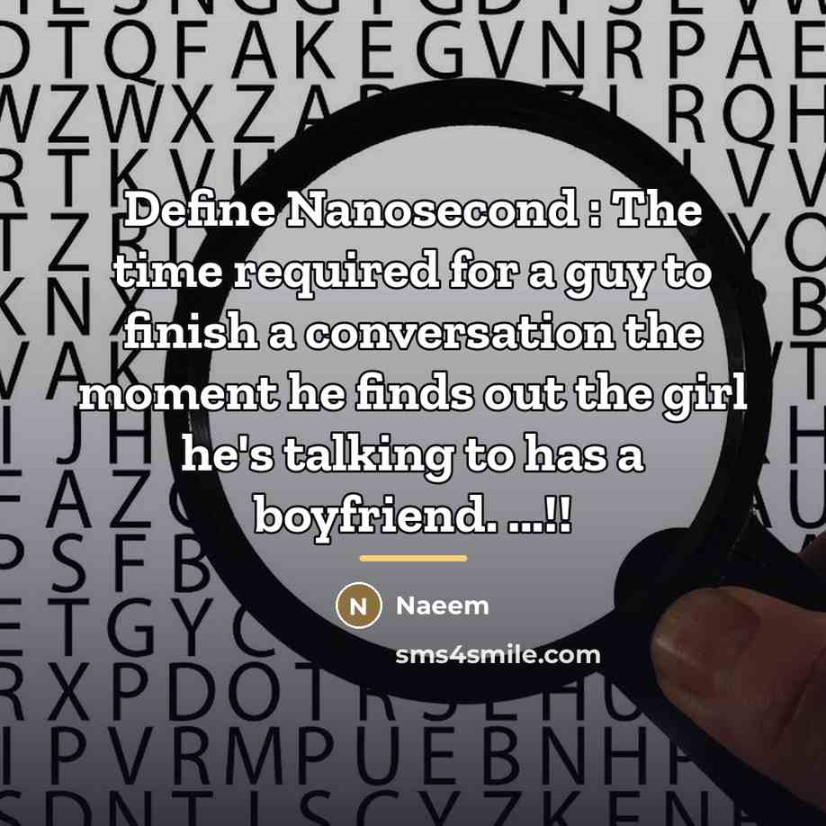 “Define Nanosecond : The time required for a guy to…” quote by Naeem