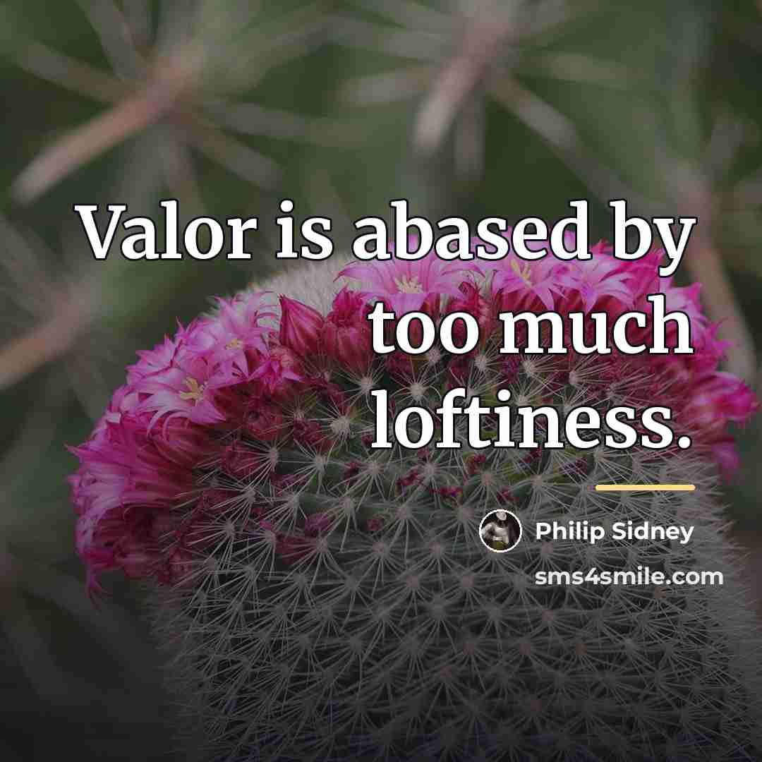 “Valor is abased by too much loftiness.…” quote by Philip Sidney