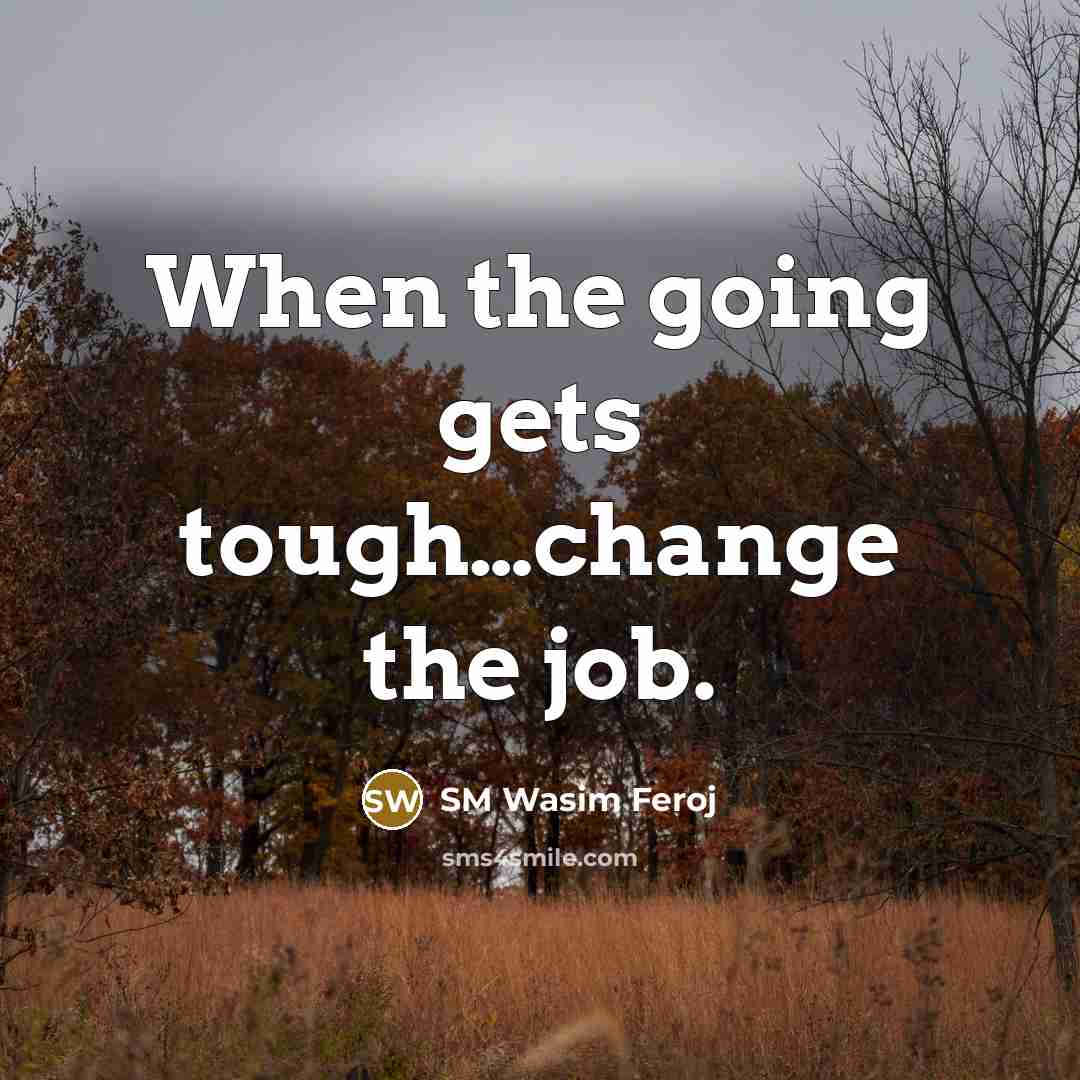 “When the going gets tough…change the job.” quote by SM Wasim Feroj