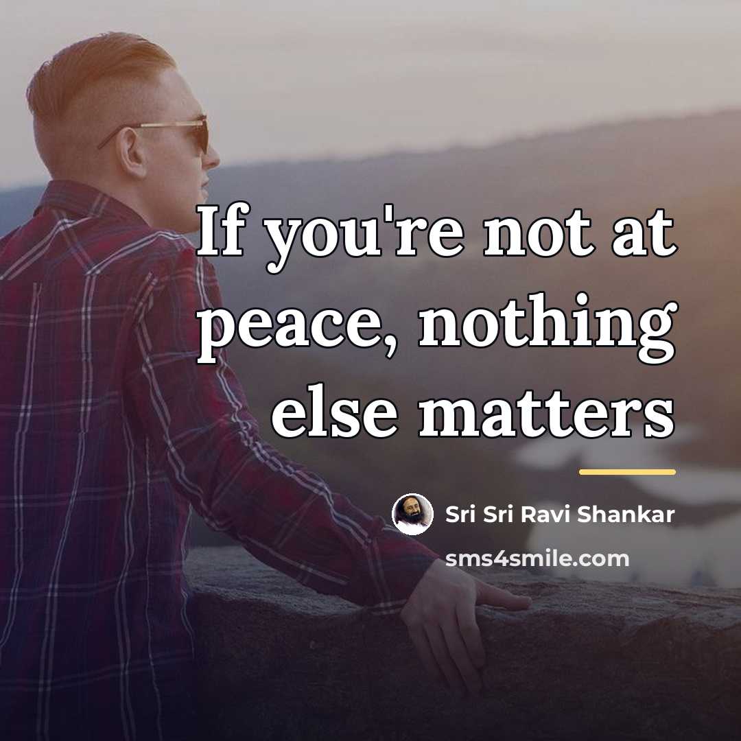 “If you're not at peace, nothing else matters…” quote by Sri Sri Ravi Shankar