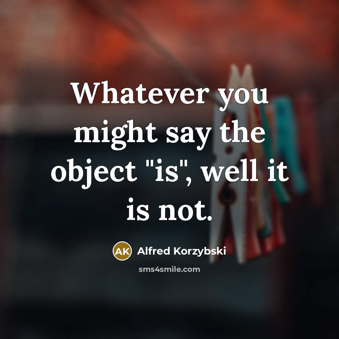 “Whatever you might say the object "is", well it is…” quote by Alfred Korzybski